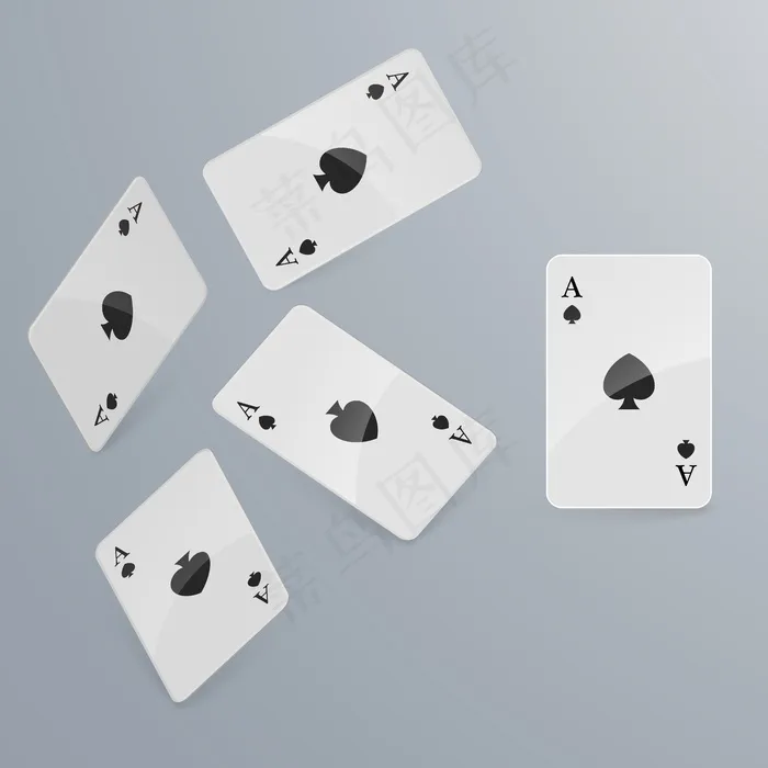 扑克牌落在浅色背景上。等距eps,ai矢量模版下载