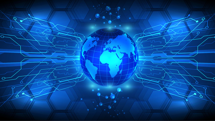 一个未来行星地球与hud元素的矢量图。