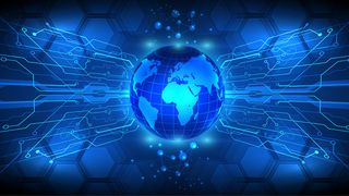 一个未来行星地球与hud元素的矢量图。