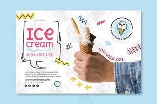 美国食品冰淇淋横幅banner模板