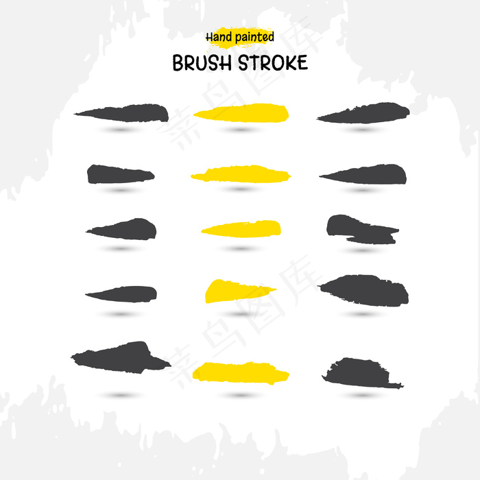 手工水彩笔画集黑色和黄色