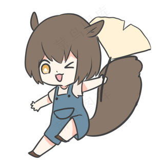 拿着银杏叶的松鼠