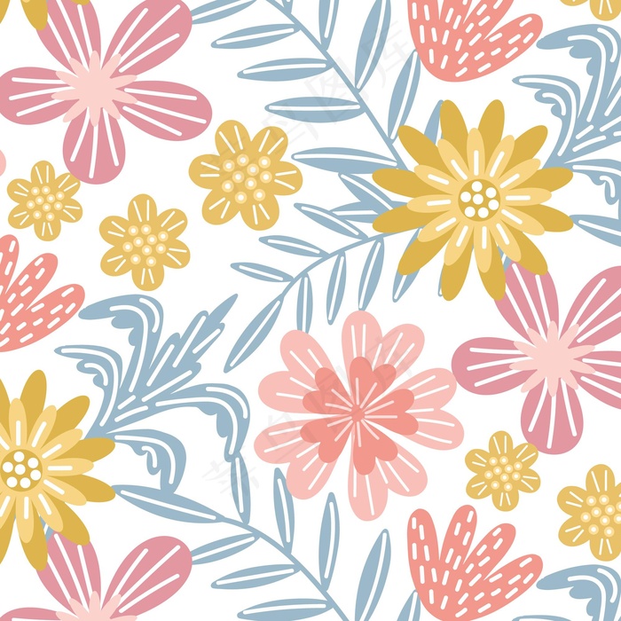 手绘异域花卉图案