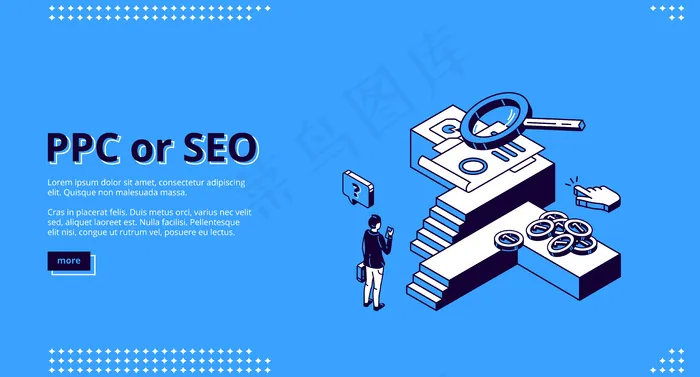 Ppc或seo等轴测登陆页，cpc技术eps,ai矢量模版下载