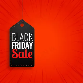 黑色星期五大减价挂在红色背景上