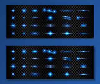 闪耀蓝色透明光效果镜头光斑背景