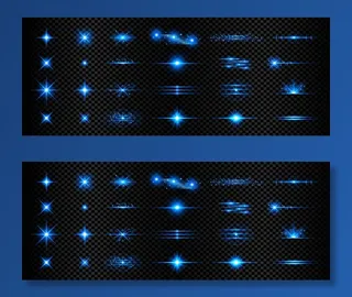 闪耀蓝色透明光效果镜头光斑背景