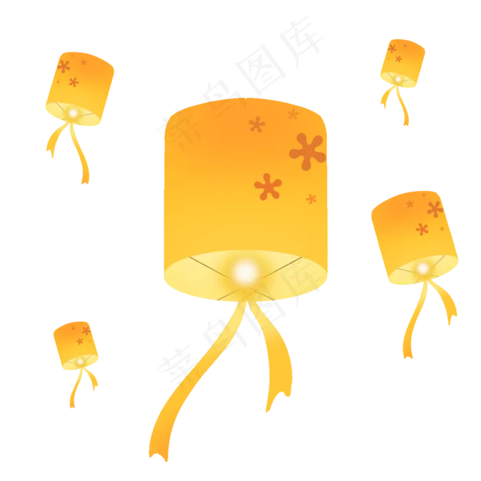 中元节黄色孔明灯(2000X2000(DPI:300))psd模版下载
