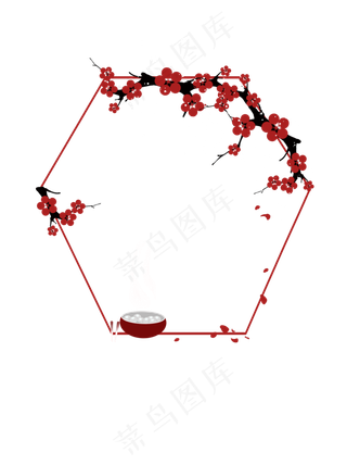 中国风梅花冬至边框png免抠