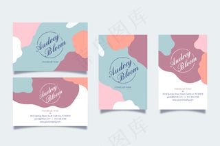 带有抽象粉彩污渍的名片