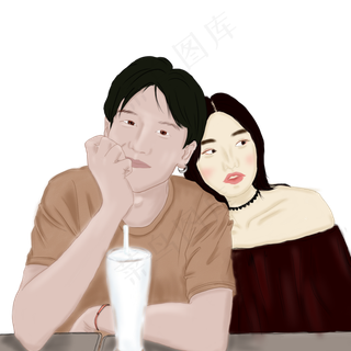 七夕节依偎在一起的情侣