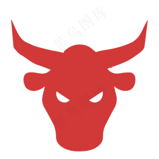 红色矢量扁平牛头