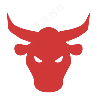 红色矢量扁平牛头