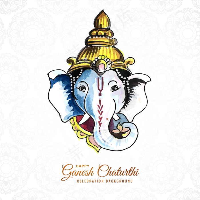 水彩 ganesh chaturthi 卡概念背景eps,ai矢量模版下载