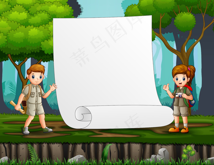以森林为背景的侦察兵边界模板