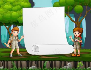 以森林为背景的侦察兵边界模板