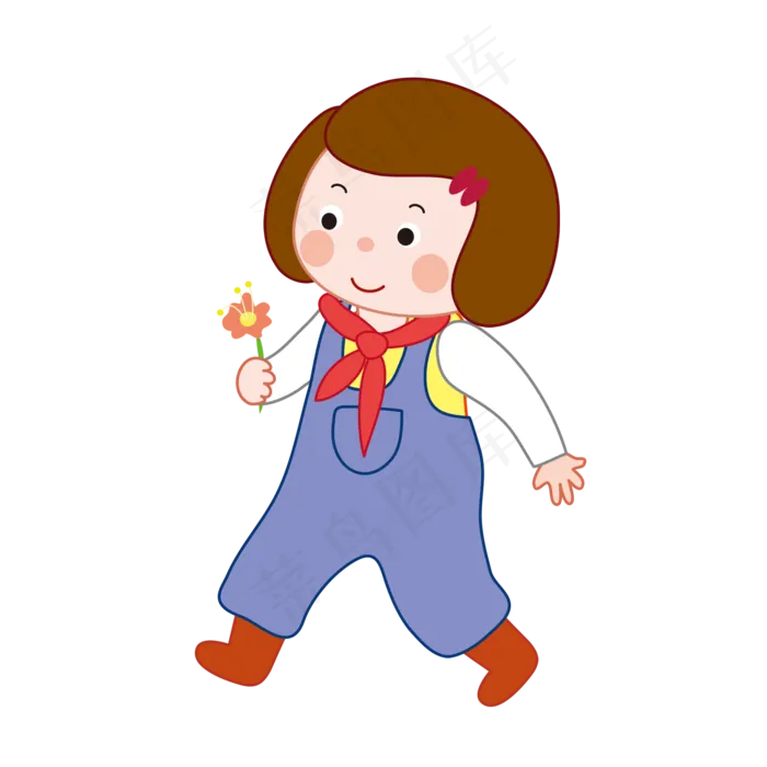 手拿小花小学生(2000X2000(DPI:300))psd模版下载