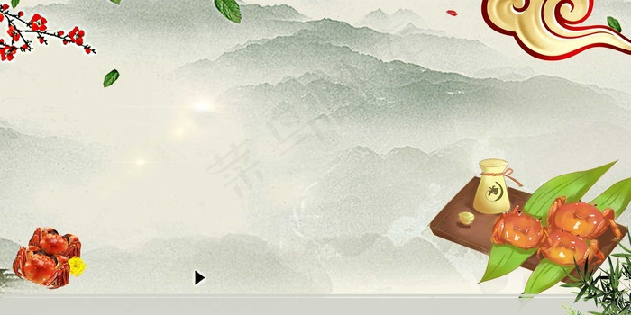 中国风秋季秋天海鲜(1920*960px 	       )psd模版下载