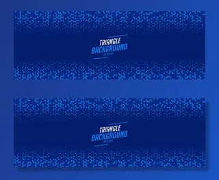 蓝三角半色调图案宽横幅banner设计