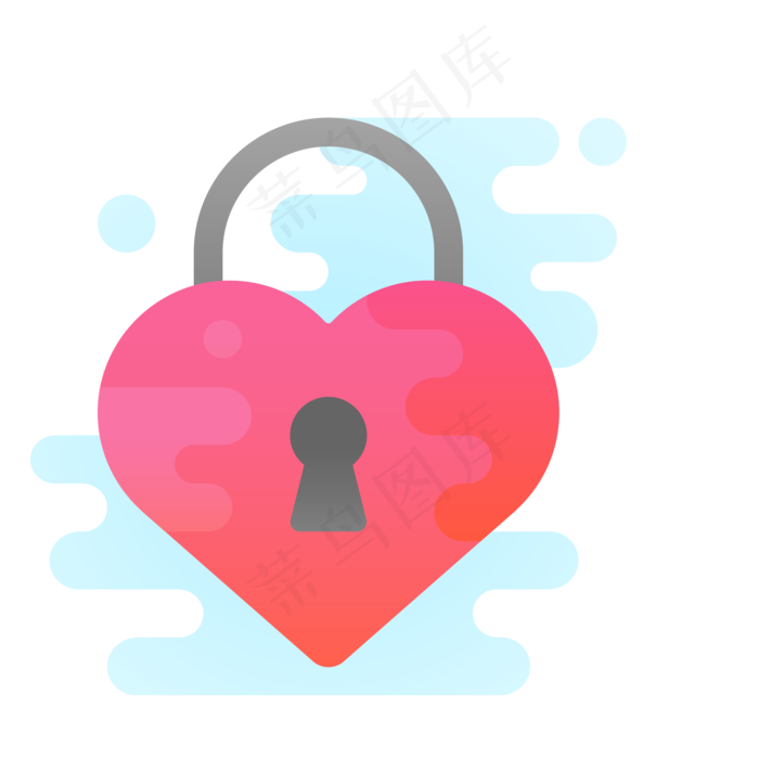 红色的爱心锁免抠图