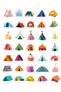 彩色时尚简约帐篷icon图标矢量