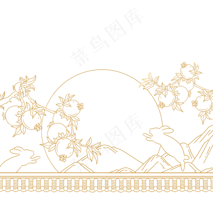 中秋节描金底纹装饰(2000X2000(DPI:96))psd模版下载