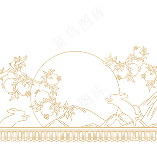 中秋节描金底纹装饰