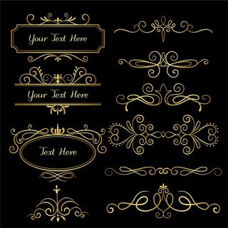 一套金色书法饰品