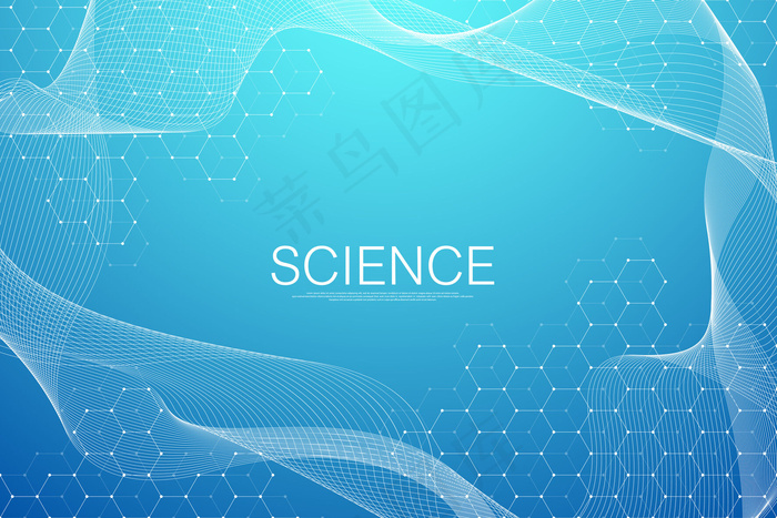 六边形抽象背景与几何粒子形状。科学技术与医学理念。图形未来的背景波流六角形为您的设计。插图横幅banner
