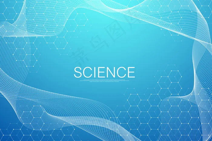 六边形抽象背景与几何粒子形状。科学技术与医学理念。图形未来的背景波流六角形为您的设计。插图横幅banner