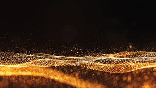 数字粒子金色波流抽象背景