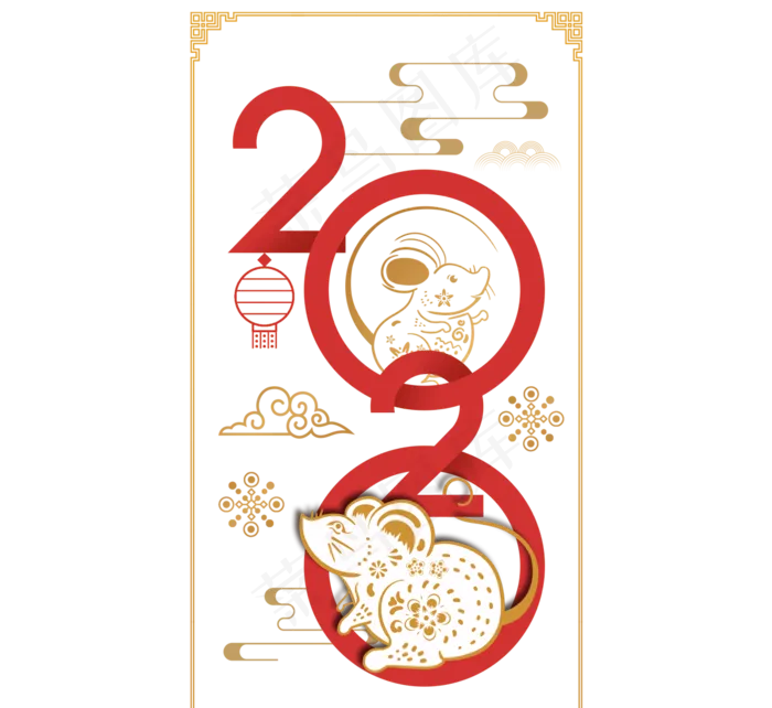 鼠年2020传统装饰(2500X2500(DPI:300))psd模版下载