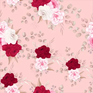 无缝图案美丽的花叶设计