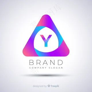 渐变抽象三角徽标模板