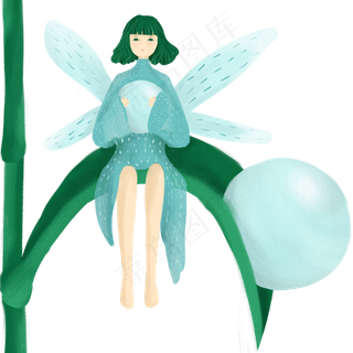 寒露露珠人物免抠图