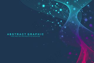 生命的扩张。彩色爆炸背景与连接线和点，波流。