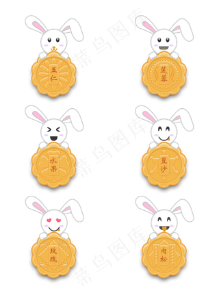 中秋节月满中秋玉兔吃月饼之月饼