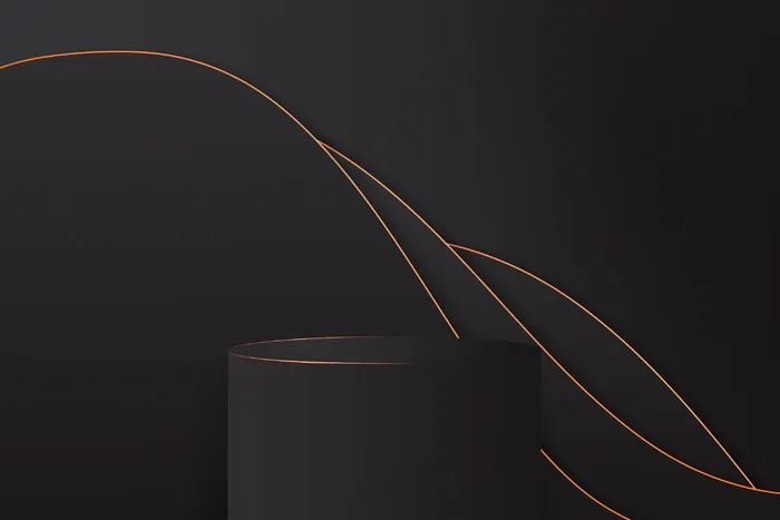 优雅的3d黑色讲台，带渐变线条eps,ai矢量模版下载