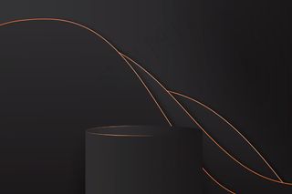优雅的3d黑色讲台，带渐变线条