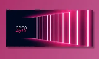 霓虹灯效果路径红色背景设计