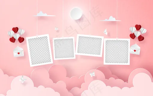 用信和气球把空白照片挂在空中