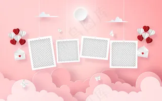 用信和气球把空白照片挂在空中