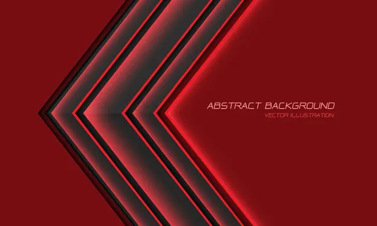 抽象灰色金属红光箭头方向与空白空间设计现代未来主义背景插图。