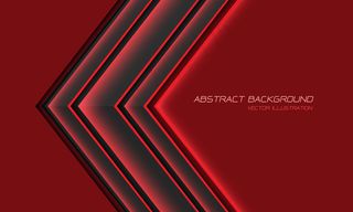 抽象灰色金属红光箭头方向与空白空间设计现代未来主义背景插图。