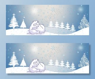 淘宝冬季大促卡通小熊雪景banner