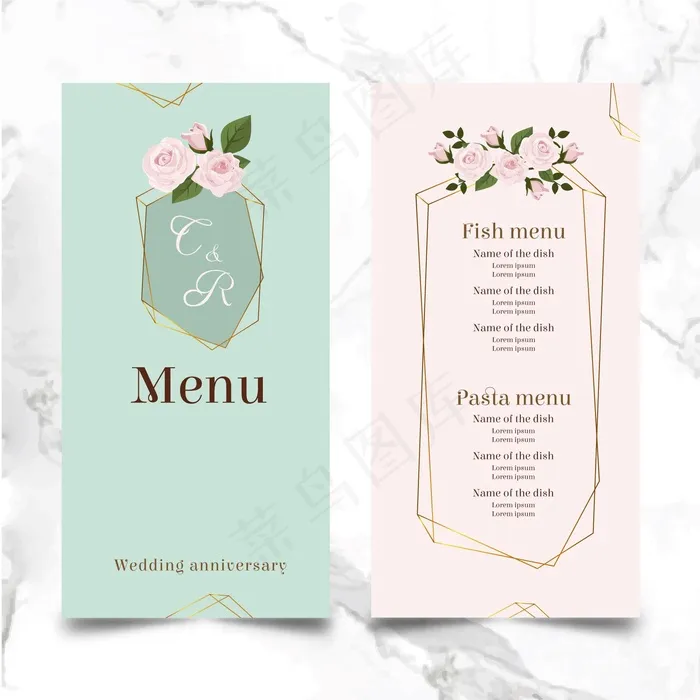 结婚周年菜单eps,ai矢量模版下载