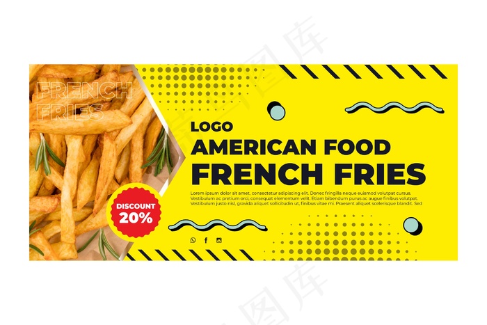 美国食品横幅banner模板eps,ai矢量模版下载