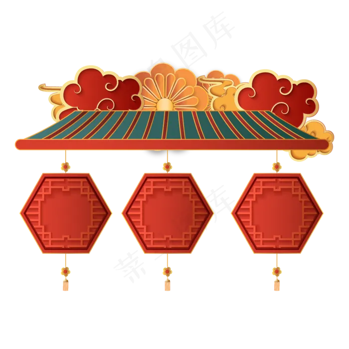 中国风屋檐优惠券(2000*2000px 300 dpi )ai矢量模版下载