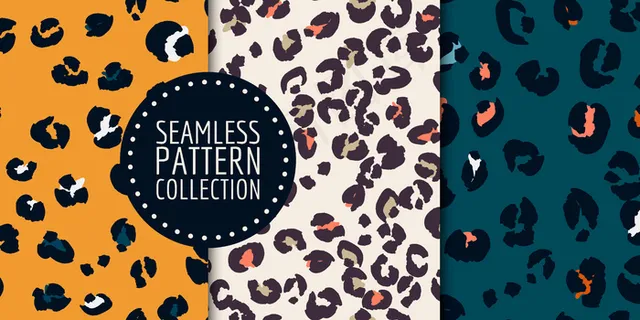 手绘豹纹无缝图案套装