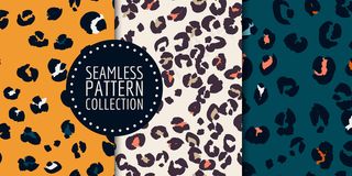 手绘豹纹无缝图案套装